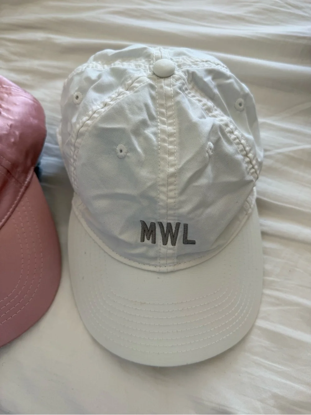 Like New White 'MWL' Logo Baseball Cap and Pink Baseball Cap | 2 for 1✨